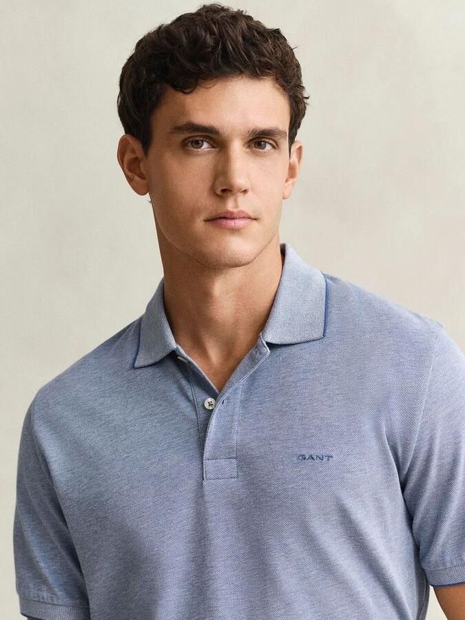 Gant 2Tone Piqué Poloshirt Blauw - Foto 2