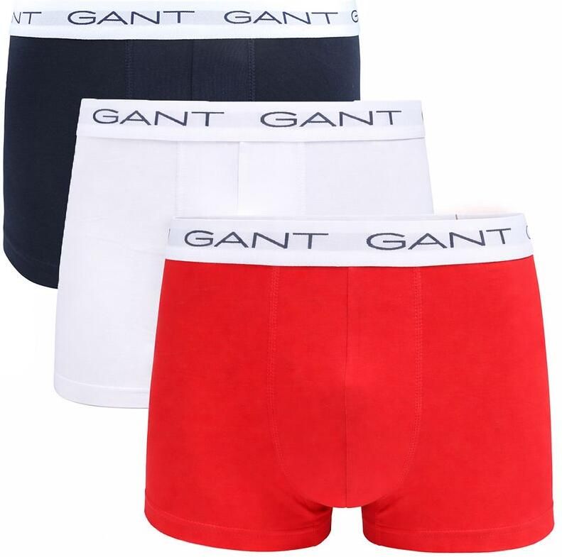 Gant Boxershorts Trunk 3-Pack Navy Wit Rood