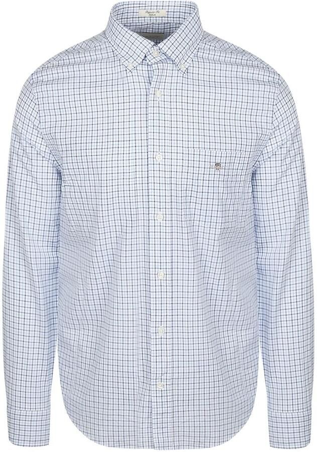 Gant Casual Overhemd Poplin Ruit Blauw