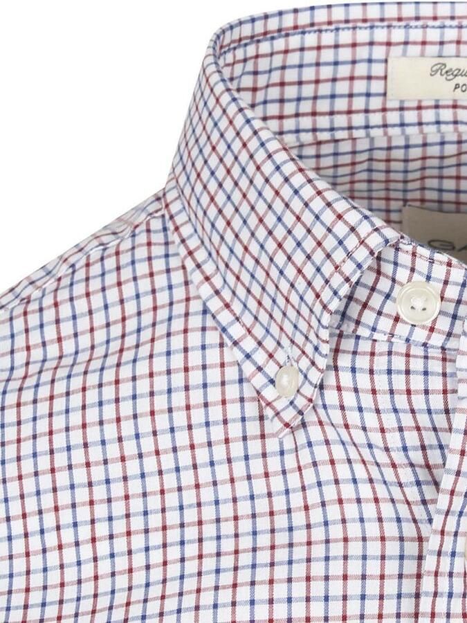 Gant Casual Overhemd Poplin Ruit Blauw Rood
