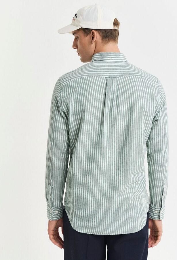 Gant Overhemd Lange Mouw Casual Overhemd Streep Linnen Groen - Foto 7