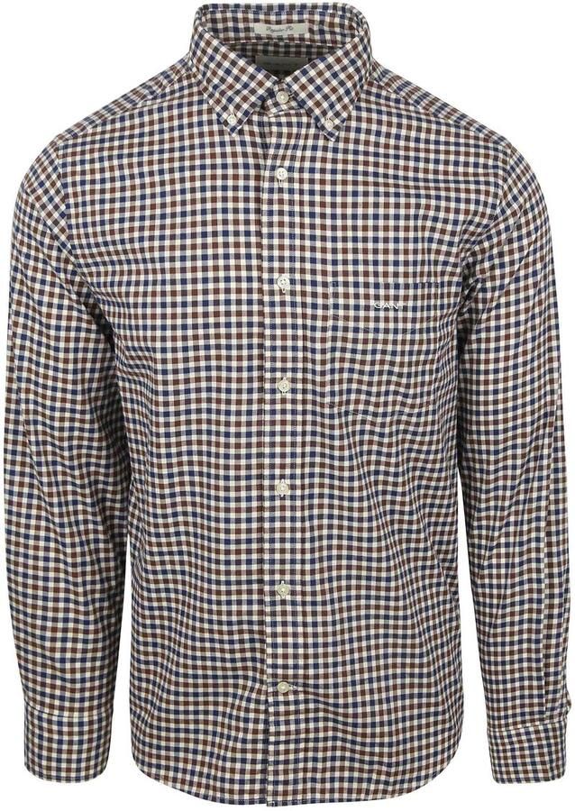 Gant Overhemd Lange Mouw Casual Overhemd Twill Ruit Bruin - Foto 3