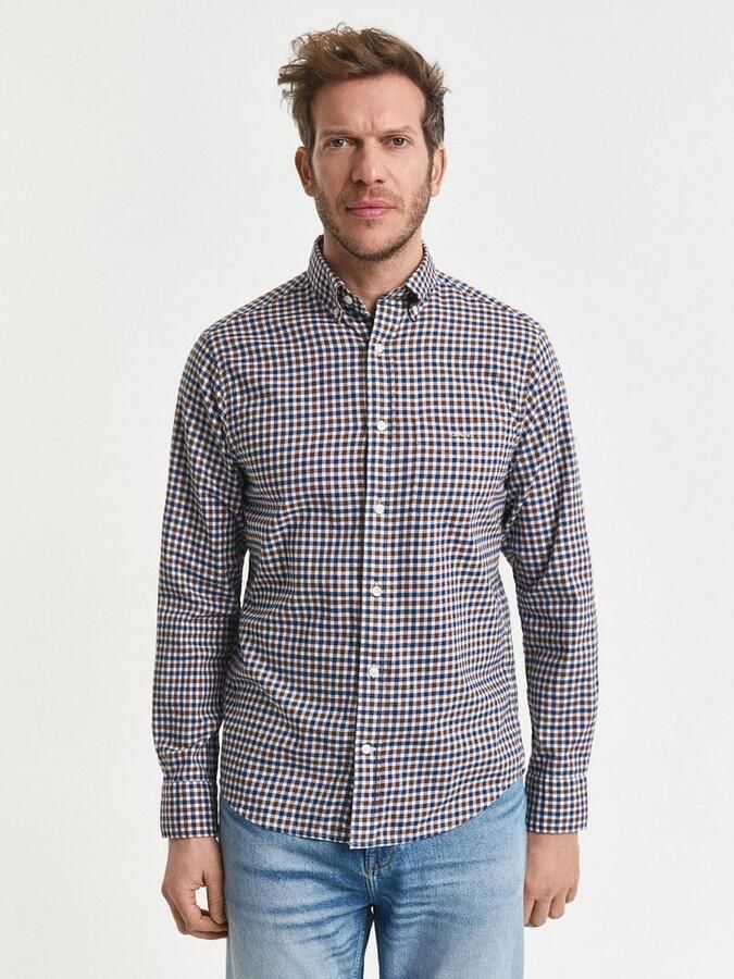 Gant Overhemd Lange Mouw Casual Overhemd Twill Ruit Bruin - Foto 5
