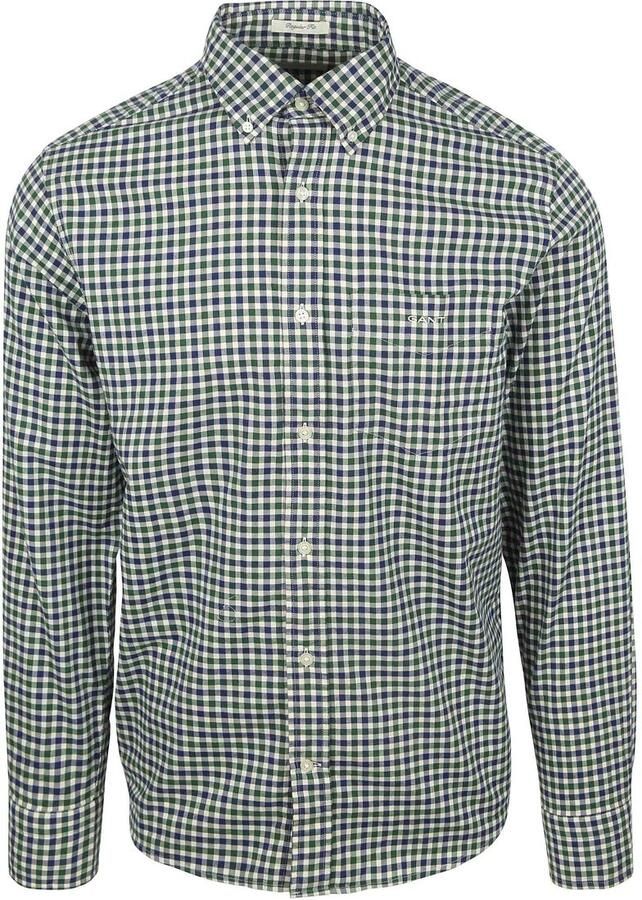 Gant Casual Overhemd Twill Ruit Groen