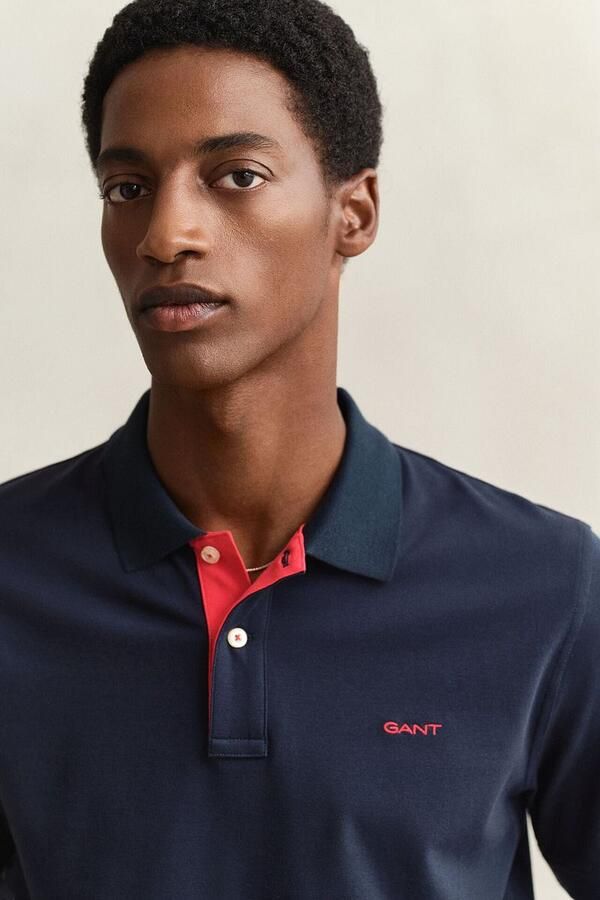 Gant Poloshirt REG CONTRAST PIQUE SS RUGGER met contrastkleurige inzetten - Foto 7
