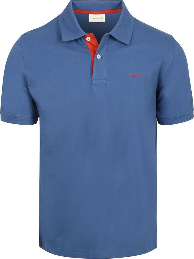 Gant Polo Shirt Korte Mouw Contrast Piqué Poloshirt Vintage Blauw - Foto 5