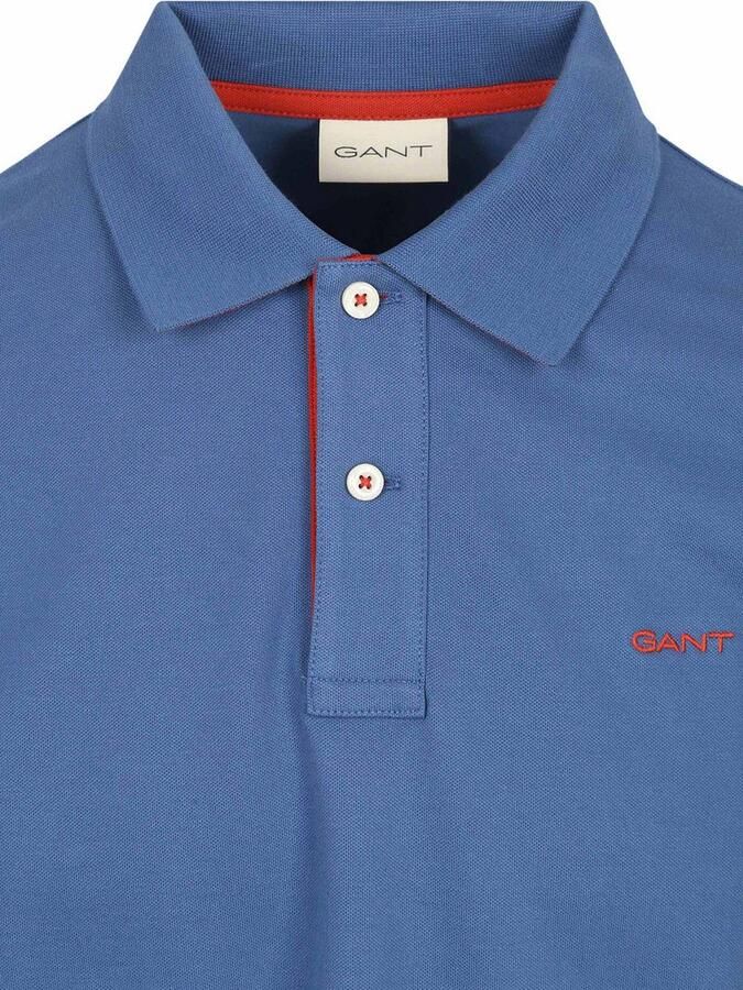 Gant Polo Shirt Korte Mouw Contrast Piqué Poloshirt Vintage Blauw - Foto 8