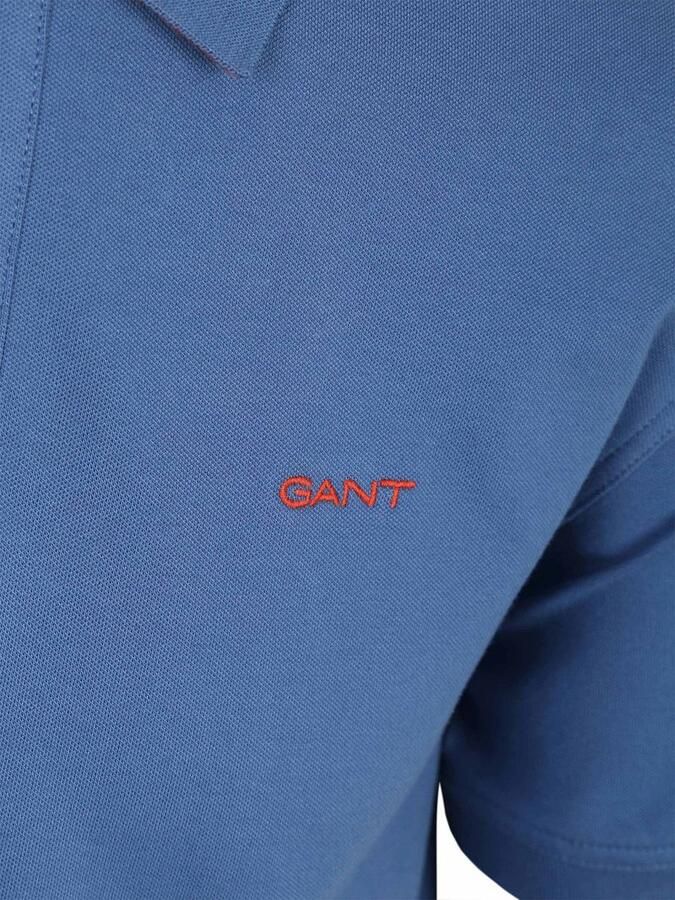 Gant Polo Shirt Korte Mouw Contrast Piqué Poloshirt Vintage Blauw - Foto 9