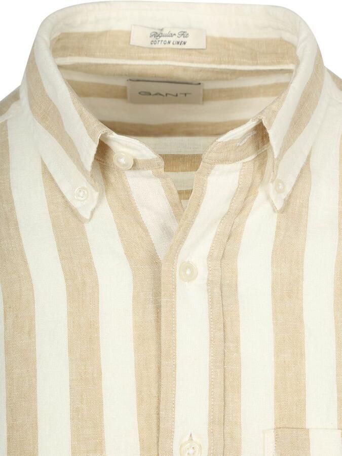 Gant Cotton Linen Overhemd Streep Beige - Foto 4