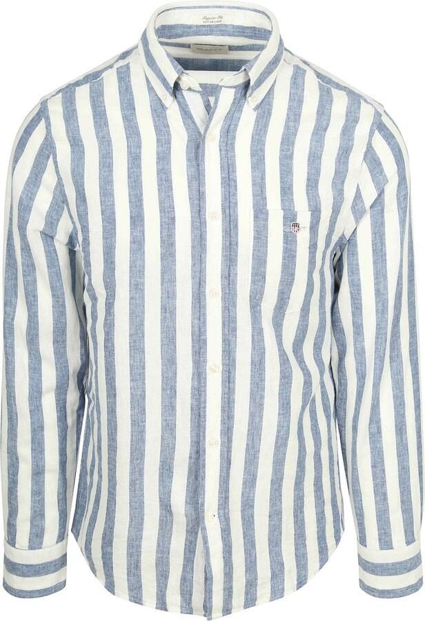 Gant Cotton Linen Overhemd Streep Blauw