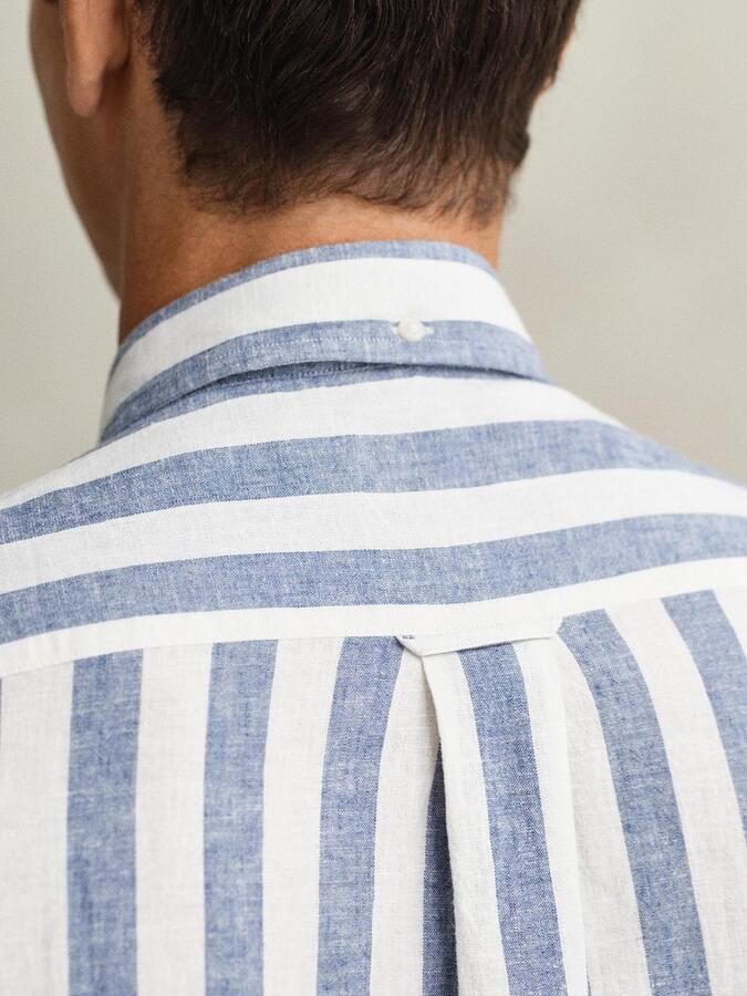 Gant Cotton Linen Overhemd Streep Blauw - Foto 3