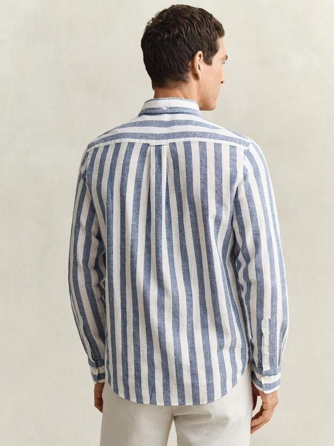 Gant Cotton Linen Overhemd Streep Blauw - Foto 4