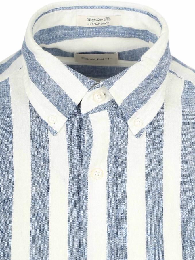 Gant Cotton Linen Overhemd Streep Blauw - Foto 2