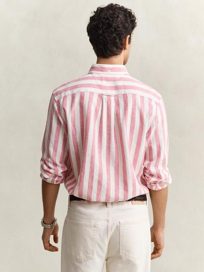 Gant Cotton Linen Overhemd Streep Roze - Foto 3