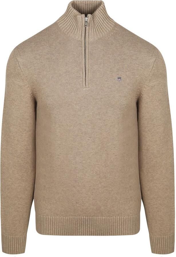 Gant Schipperstrui CASUAL COTTON HALFZIP met geborduurd grafisch logo op de borst