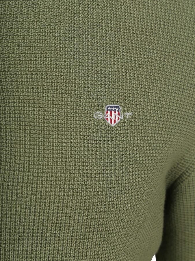 Gant Half Zip Trui Micro Textured Groen