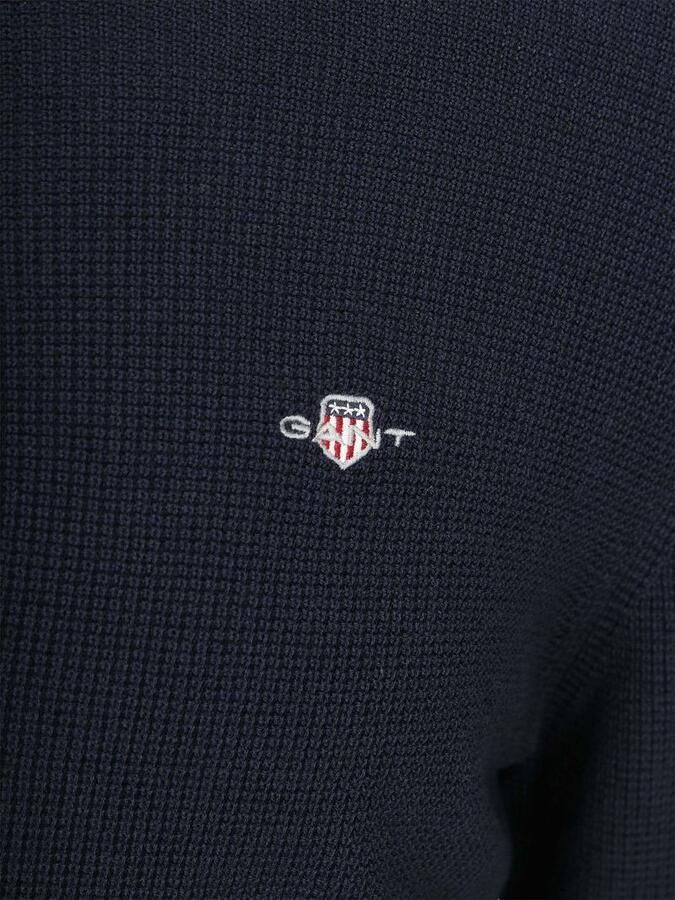 Gant Half Zip Trui Micro Textured Navy - Foto 5