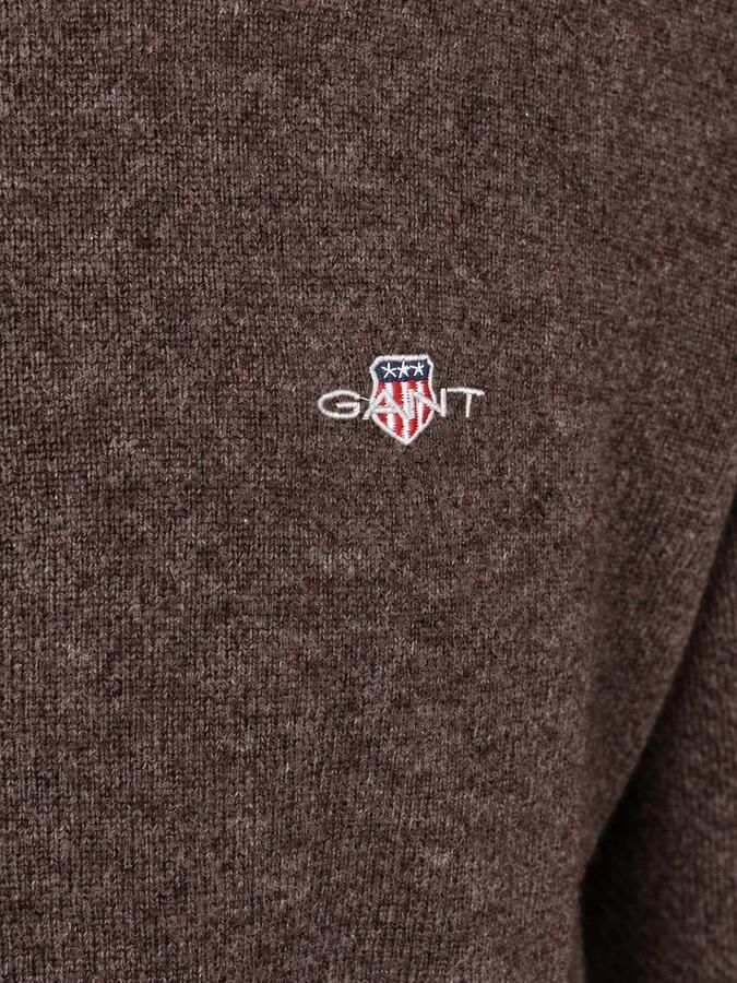 Gant Halfzip Lamswol Trui Bruin - Foto 2