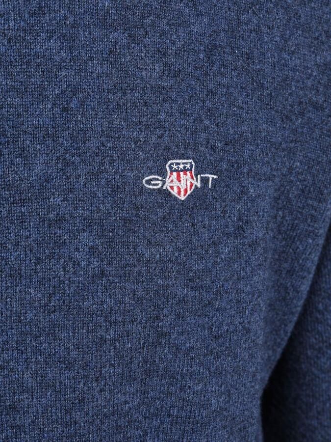 Gant Halfzip Lamswol Trui Donkerblauw - Foto 2