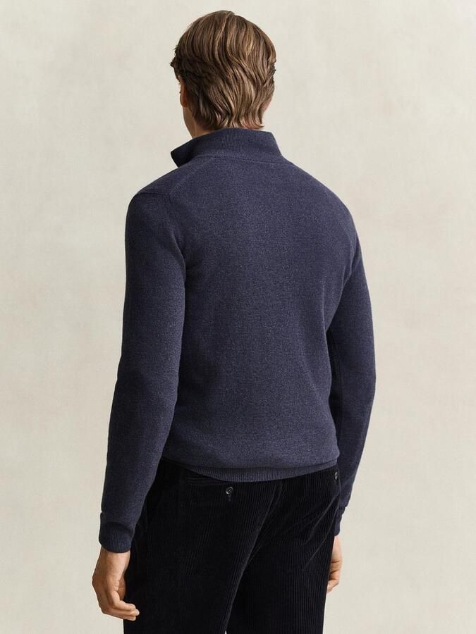 Gant Sweater Halfzip Lamswol Trui Donkerblauw - Foto 5