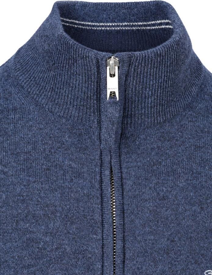Gant Sweater Halfzip Lamswol Trui Donkerblauw - Foto 2