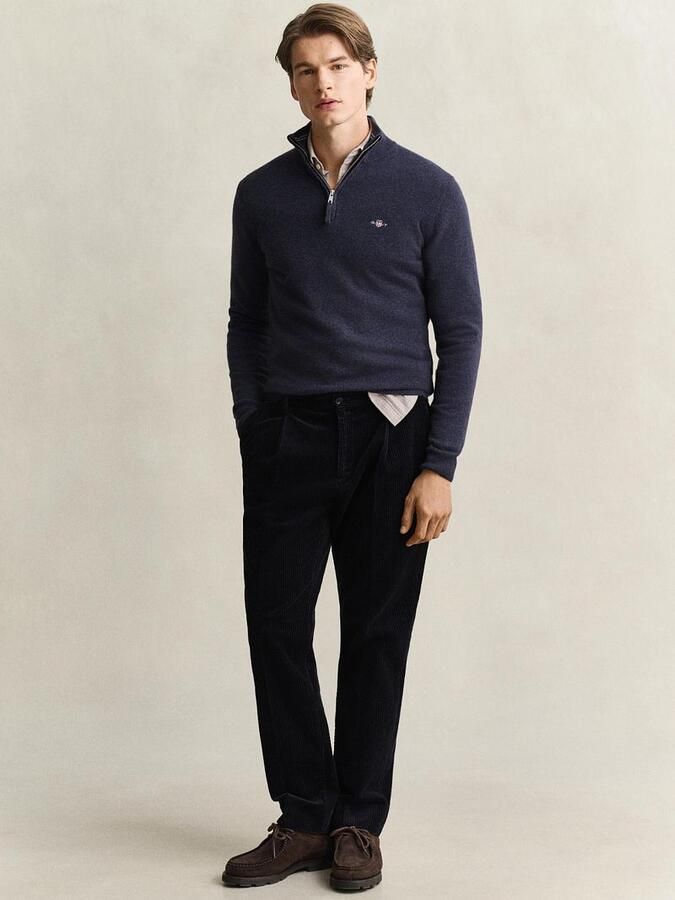 Gant Sweater Halfzip Lamswol Trui Donkerblauw - Foto 7