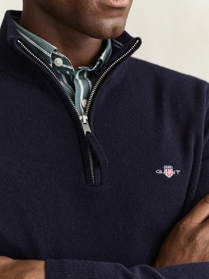Gant Halfzip Lamswol Trui Navy - Foto 3
