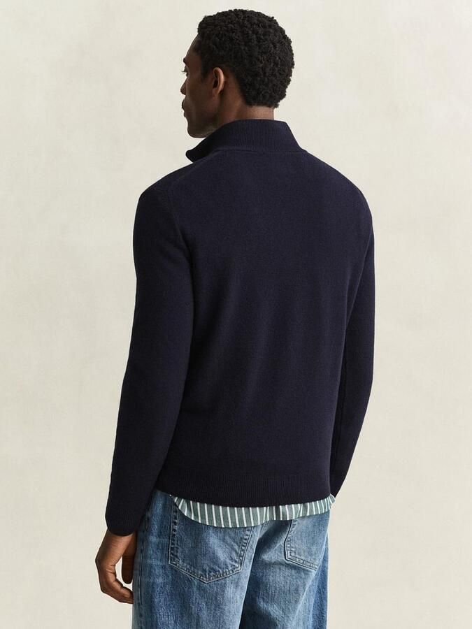Gant Halfzip Lamswol Trui Navy - Foto 4