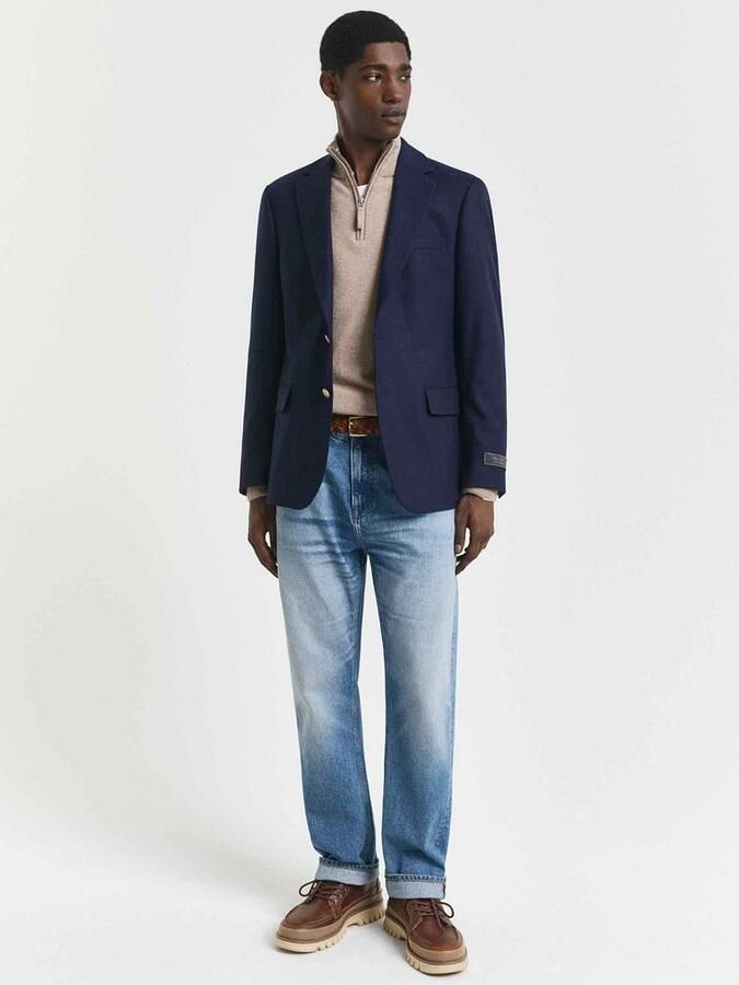 Gant Regular fit pullover in gebreide look van zuiver lamswol - Foto 4