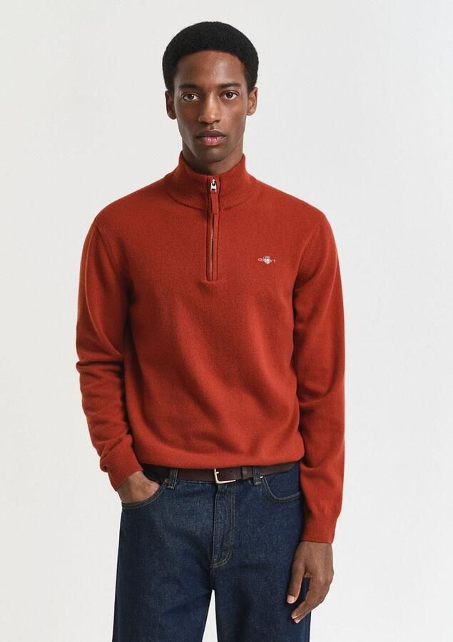 Gant Halfzip Wol Trui Logo Rust - Foto 4