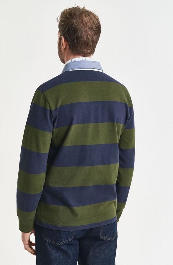 Gant Heavy Rugger Shield Longsleeve Polo Streep Navy Groen - Foto 4