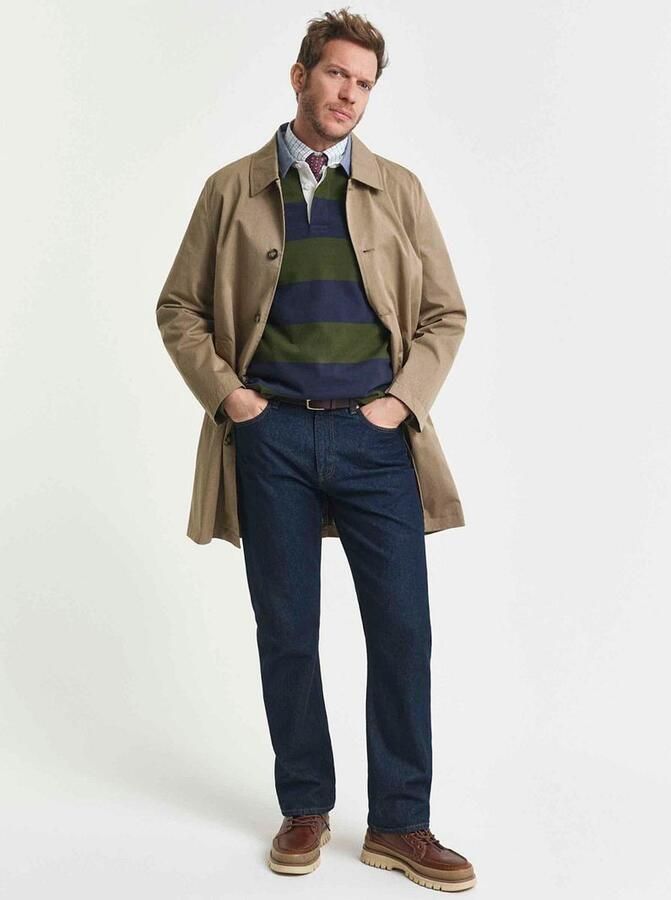 Gant Heavy Rugger Shield Longsleeve Polo Streep Navy Groen - Foto 3