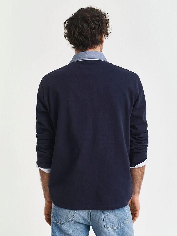 Gant Polo Shirt Lange Mouw Regular Chambray Heavy Rugger poloshirt met lange mouwen - Foto 2