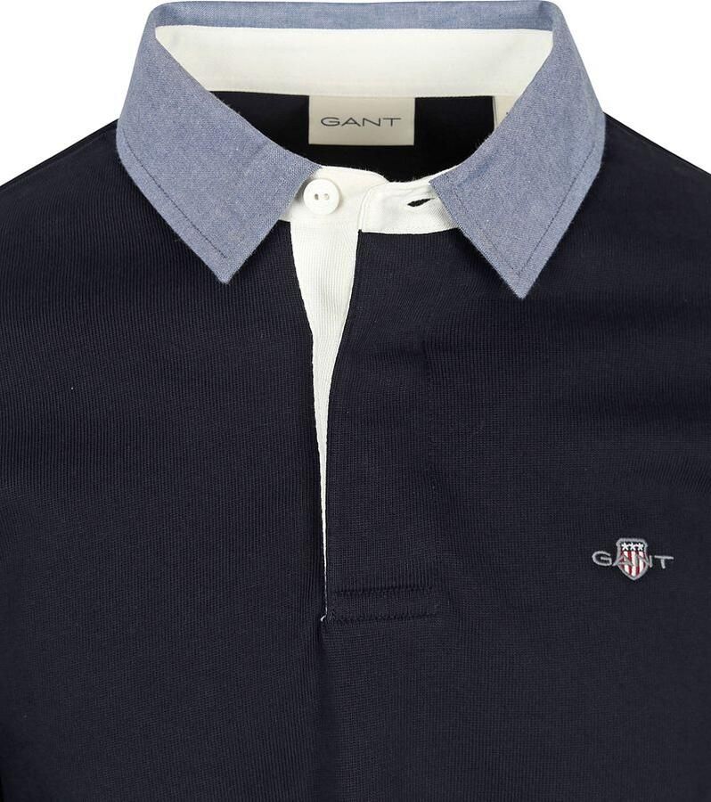 Gant Polo Shirt Lange Mouw Regular Chambray Heavy Rugger poloshirt met lange mouwen