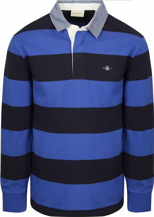Gant Heavy Rugger Shield Polo Streep Navy Royal Blue