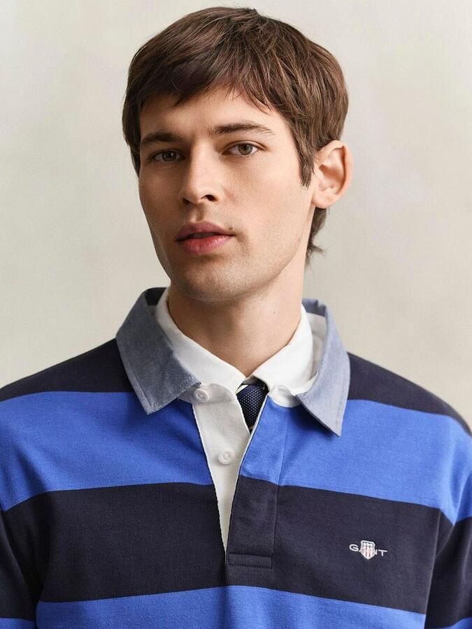 Gant Heavy Rugger Shield Polo Streep Navy Royal Blue - Foto 3