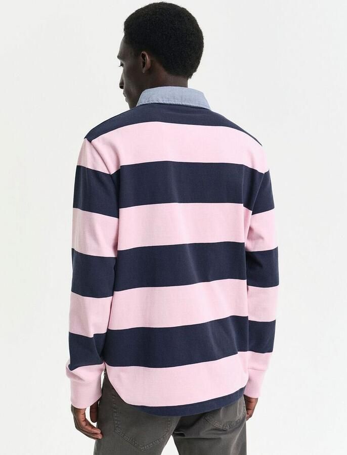 Gant Sweater Heavy Rugger Shield Polo Streep Navy Roze - Foto 2