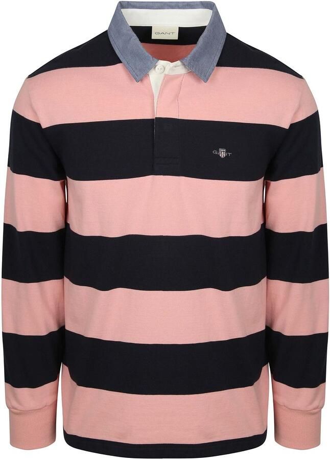 Gant Heavy Rugger Shield Polo Streep Navy Roze