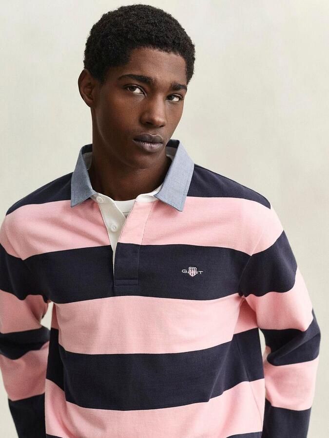 Gant Heavy Rugger Shield Polo Streep Navy Roze - Foto 2