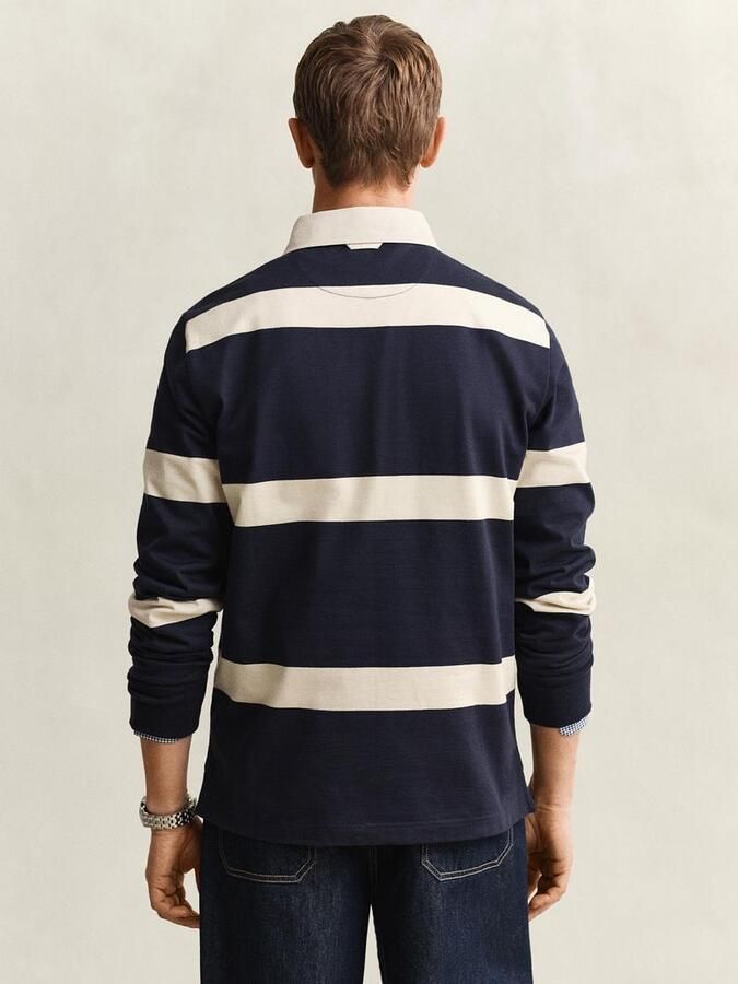 Gant Heavy Rugger Stripe Shield Polo Streep Navy Wit - Foto 3