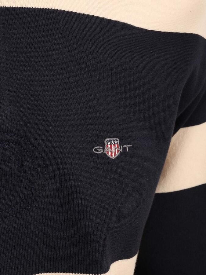 Gant Heavy Rugger Stripe Shield Polo Streep Navy Wit - Foto 5