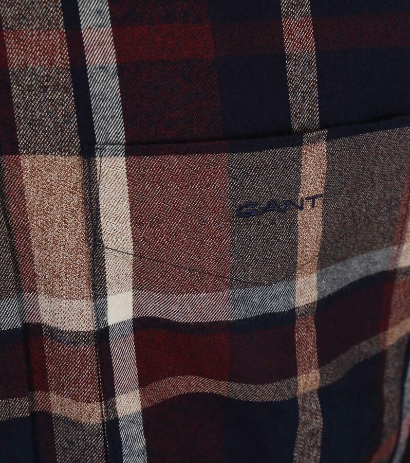 Gant Overhemd Lange Mouw Jaspé Overhemd Ruiten Bordeaux