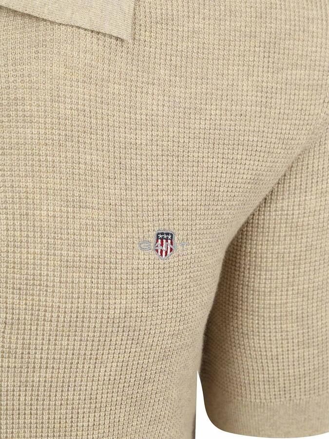 Gant Knitted Poloshirt Beige - Foto 2