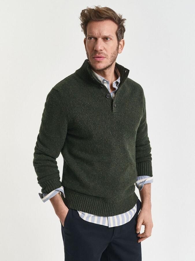 Gant Mocker Pullover Wool Blend Donkergroen - Foto 3
