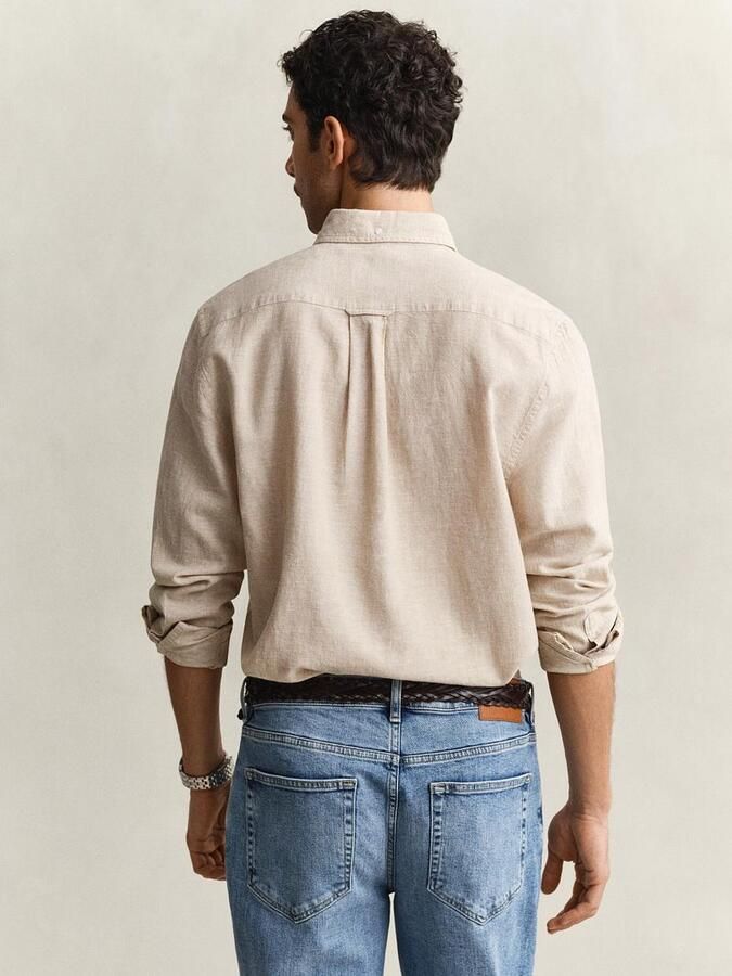 Gant Overhemd Cotton Linen Beige - Foto 3