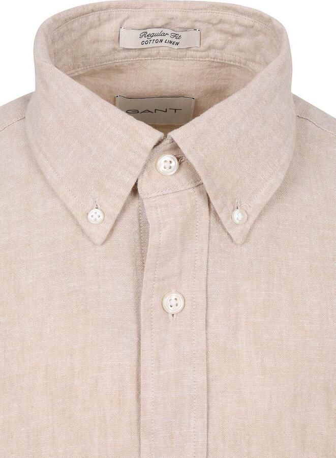 Gant Overhemd Cotton Linen Beige - Foto 5