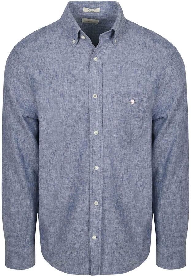 Gant Overhemd Cotton Linen Blauw