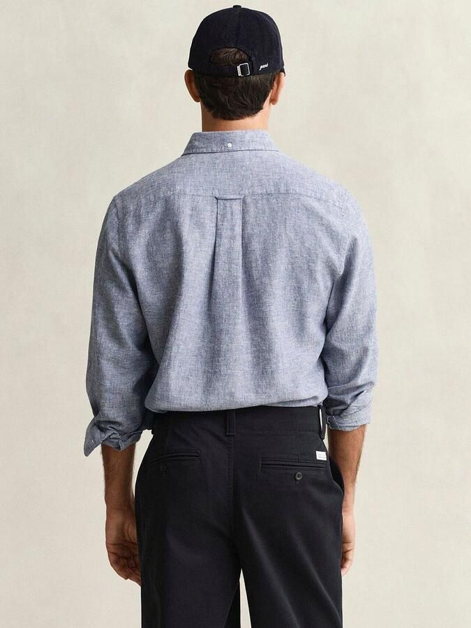 Gant Overhemd Cotton Linen Blauw - Foto 4