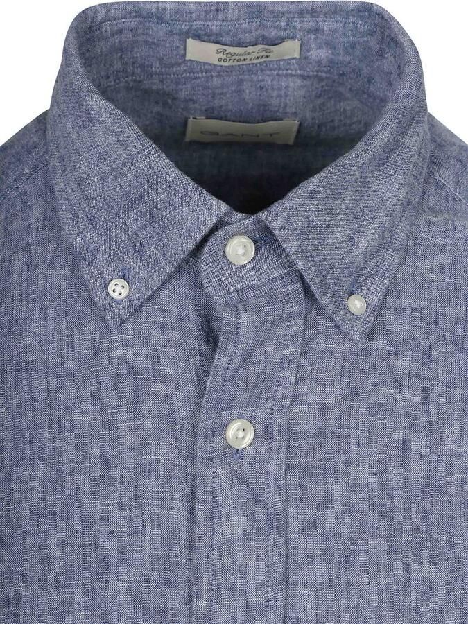 Gant Overhemd Cotton Linen Blauw - Foto 5