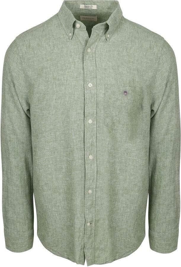 Gant Overhemd Cotton Linen Groen